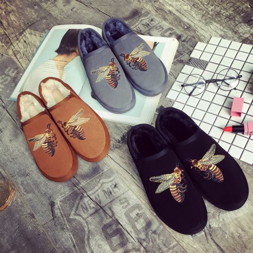 Boots - chaussures en plancher de cuir, En plus de de vache, ronde pour hiver - tendance des jeunes - semelle caoutchouc