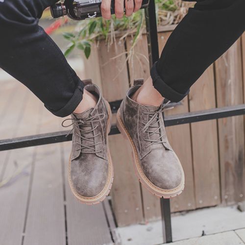 Boots - chaussures dont première couche de peau de porc ronde pour hiver - tendance des jeunes - semelle caoutchouc - Ref 95648