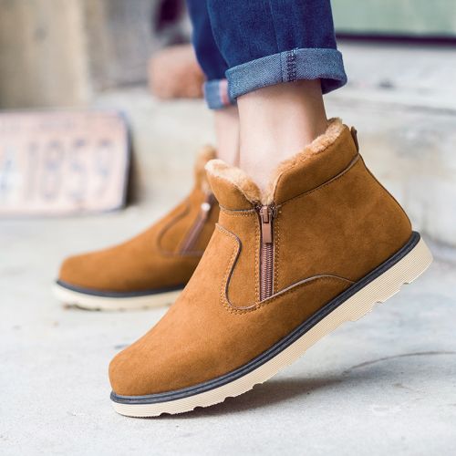 Boots - chaussures en Nubuck ronde pour hiver - loisir - semelle caoutchouc - Ref 956523