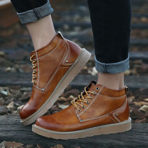 Boots - chaussures en PU ronde pour printemps - loisir - semelle caoutchouc - Ref 956540