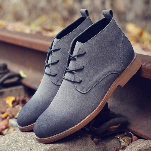 Boots - chaussures en Nubuck ronde pour printemps - loisir - semelle caoutchouc - Ref 956546