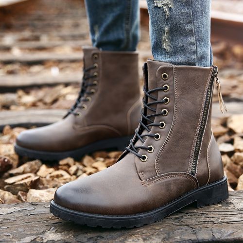 Boots - chaussures en PU ronde pour hiver - loisir - semelle caoutchouc - Ref 956555