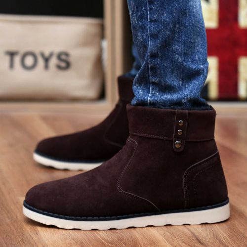 Boots - chaussures en Nubuck ronde pour hiver - loisir - semelle caoutchouc - Ref 956566