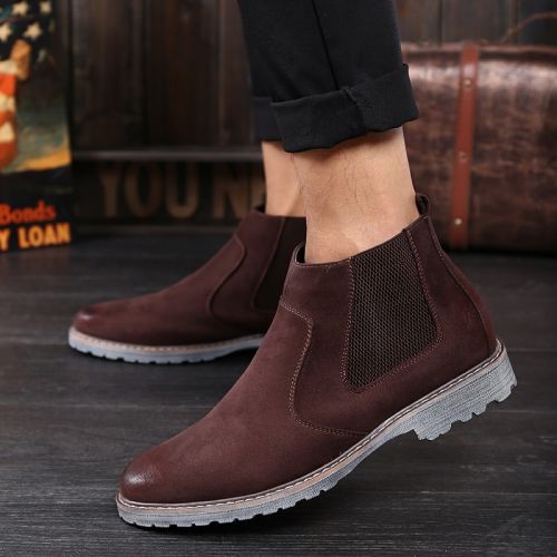 Boots - chaussures en Nubuck ronde pour hiver - loisir - semelle caoutchouc - Ref 956569
