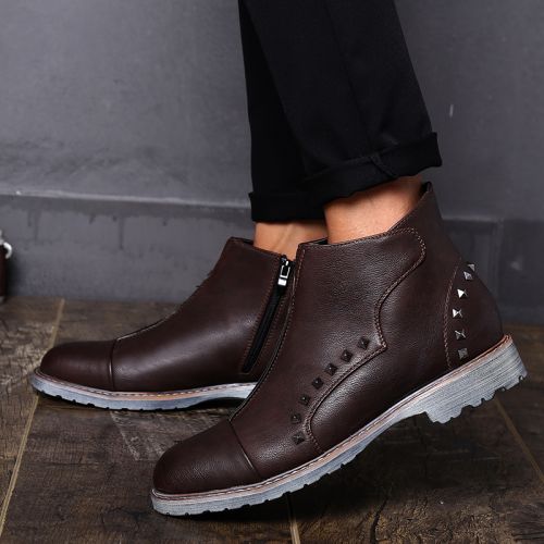 Boots - chaussures en PU ronde pour hiver - loisir - semelle caoutchouc - Ref 956572