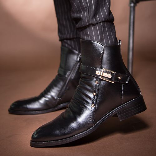 Boots - chaussures en PU pointu pour été - loisir - semelle caoutchouc - Ref 956574