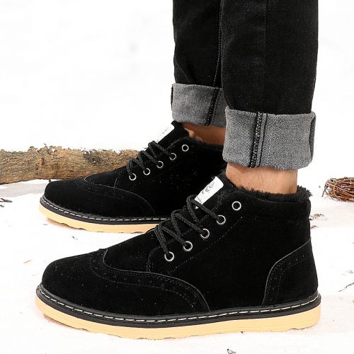 Boots - chaussures en Nubuck ronde pour hiver - loisir - semelle caoutchouc - Ref 956581