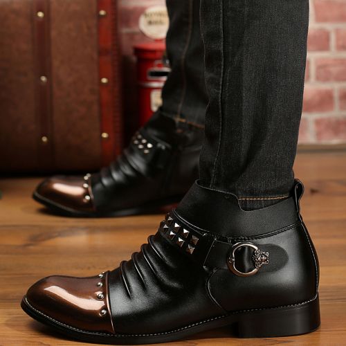 Boots - chaussures en PU ronde pour printemps - loisir - semelle caoutchouc - Ref 956631