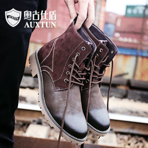 Boots - chaussures en plancher de cuir, En plus de de vache, AUXTUN ronde pour printemps - Angleterre - semelle caoutcho