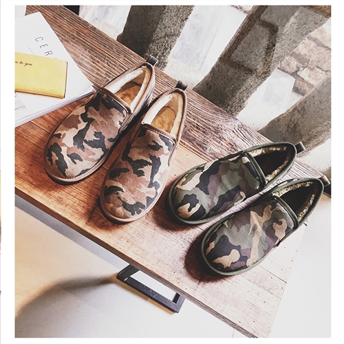 Boots - chaussures en plancher de cuir, En plus de de vache, ronde pour hiver - tendance des jeunes - semelle caoutchouc