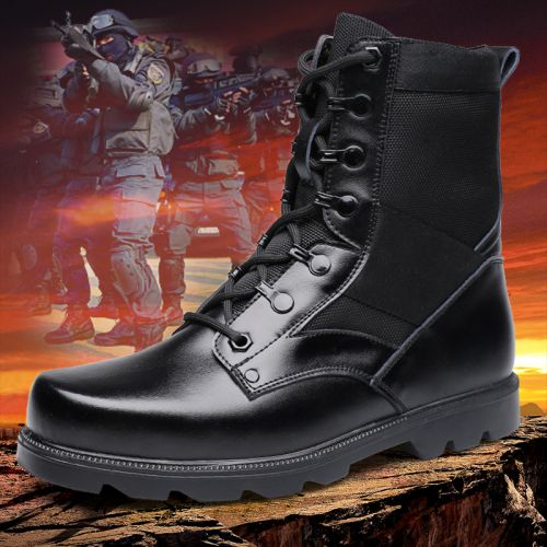 Boots - chaussures en plancher de cuir, En plus de de vache, ronde pour printemps - semelle caoutchouc - Ref 956680