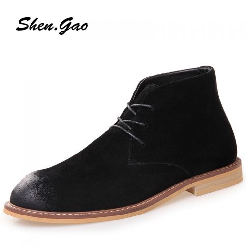 Boots - chaussures en de vache SHEN.GAO ronde pour hiver - loisir - semelle caoutchouc - Ref 956695
