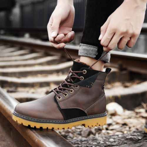 Boots - chaussures en PU ronde pour hiver - Angleterre - semelle caoutchouc - Ref 956735