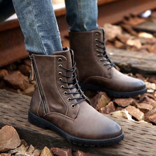 Boots - chaussures en Nubuck ronde pour hiver - loisir - semelle caoutchouc - Ref 956741