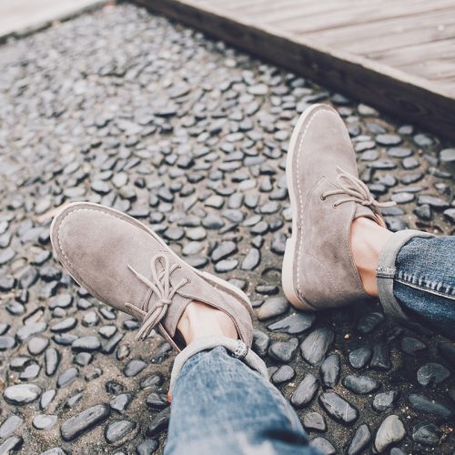 Boots - chaussures en plancher de cuir, En plus de de vache, ronde pour hiver - tendance des jeunes - semelle caoutchouc