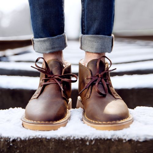 Boots - chaussures en cuir MADEN ronde pour hiver - loisir - semelle caoutchouc - Ref 956817