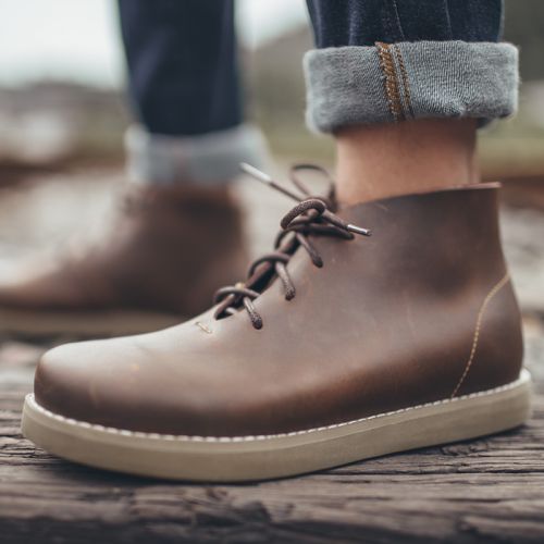 Boots - chaussures en plancher de cuir, En plus de de vache, MADEN ronde pour printemps - loisir - semelle caoutchouc - 