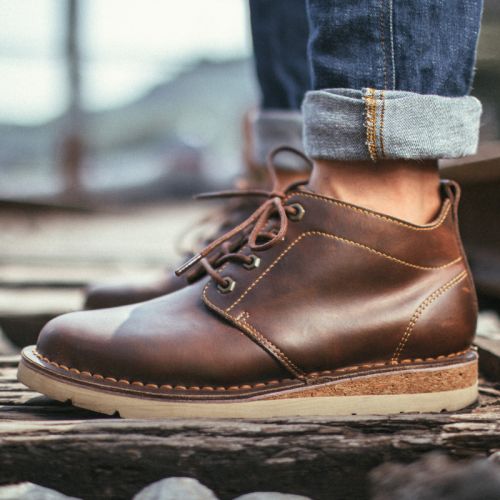 Boots - chaussures en plancher de cuir, En plus de de vache, MADEN ronde pour printemps - loisir - semelle caoutchouc - 