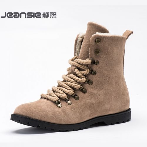 Boots - chaussures en cuir JEANSIE ronde pour hiver - semelle caoutchouc - Ref 956823
