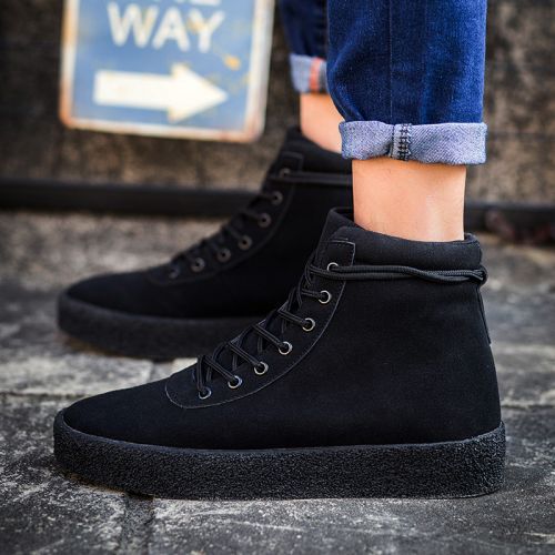 Boots - chaussures en Cuir spatial ronde pour hiver - semelle caoutchouc - Ref 956845