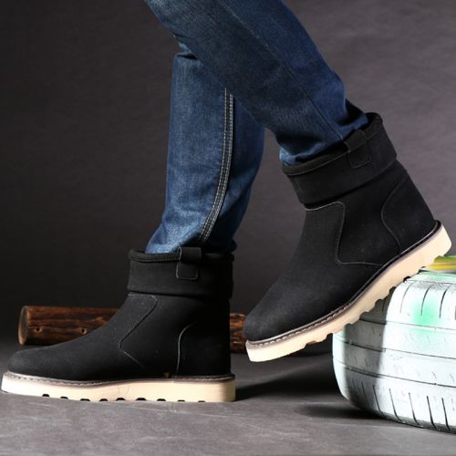 Boots - chaussures en Cuir spatial ronde pour hiver - semelle caoutchouc - Ref 956850
