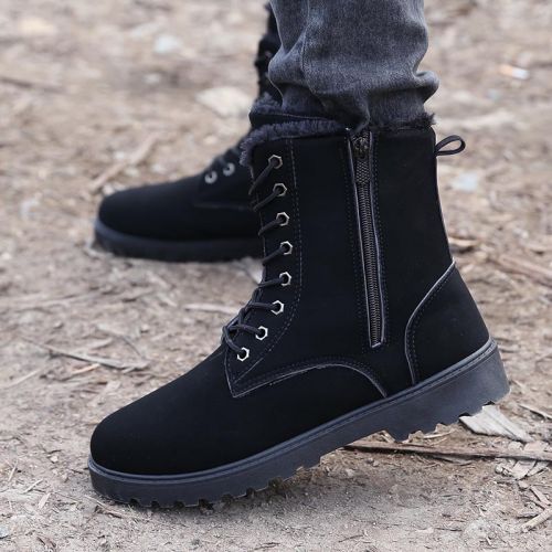 Boots - chaussures en Cuir spatial ronde pour hiver - tendance des jeunes - semelle caoutchouc - Ref 956853