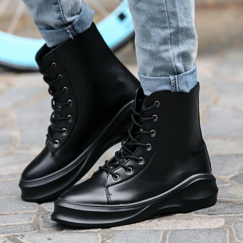 Boots - chaussures en Cuir spatial ronde pour printemps - tendance des jeunes - semelle PU - Ref 956854