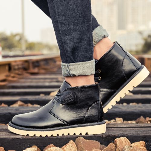 Boots - chaussures en Cuir spatial ronde pour printemps - tendance des jeunes - semelle caoutchouc - Ref 956864
