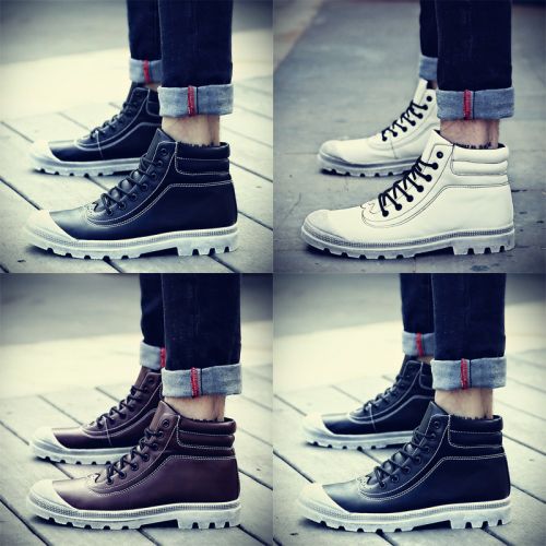 Boots - chaussures en Cuir spatial ronde pour hiver - tendance des jeunes - semelle caoutchouc - Ref 956866