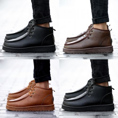 Boots - chaussures en Cuir spatial ronde pour hiver - tendance des jeunes - semelle caoutchouc - Ref 956869