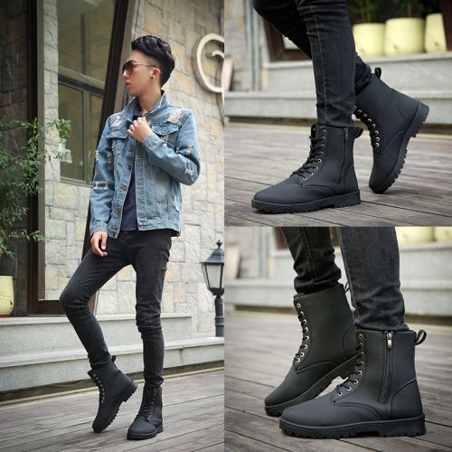 Boots - chaussures en Cuir spatial ronde pour printemps - tendance des jeunes - semelle caoutchouc - Ref 956880