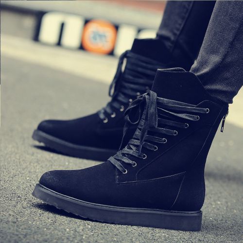 Boots - chaussures en Nubuck ronde pour hiver - tendance des jeunes - semelle caoutchouc - Ref 956881