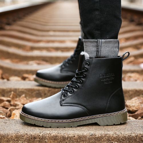 Boots - chaussures en Cuir spatial ronde pour printemps - Angleterre - semelle caoutchouc - Ref 956882