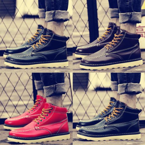 Boots - chaussures en Cuir spatial ronde pour printemps - tendance des jeunes - semelle caoutchouc - Ref 956885