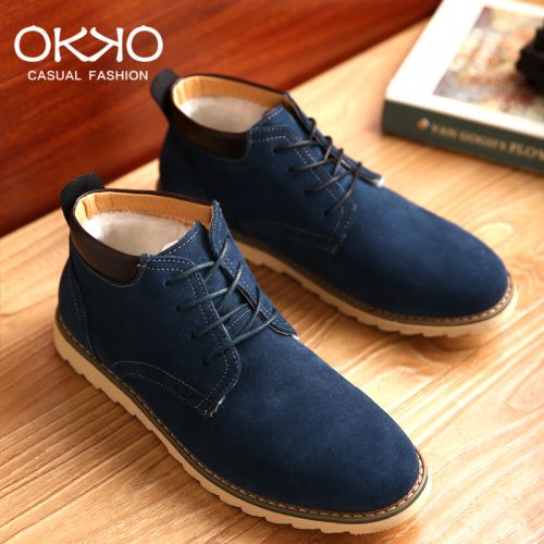 Boots - chaussures en de vache OKKO ronde pour hiver - tendance des jeunes - semelle caoutchouc - Ref 956897