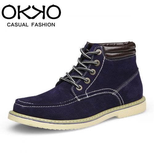 Boots - chaussures en de vache OKKO ronde pour hiver - loisir - semelle caoutchouc - Ref 956905