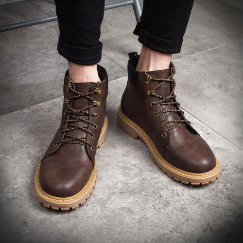 Boots - chaussures en PU ronde pour hiver - Angleterre - semelle caoutchouc - Ref 956928