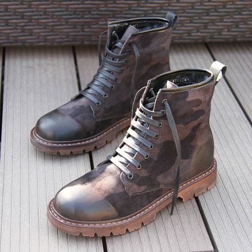 Boots - chaussures en plancher de cuir, En plus de de vache, ronde pour hiver - tendance des jeunes - semelle TPR n