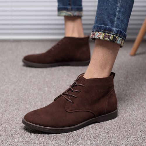 Boots - chaussures en Nubuck pointu pour hiver - Angleterre - semelle caoutchouc - Ref 957044