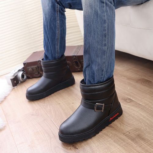 Boots - chaussures en Cuir spatial ronde pour hiver - loisir - semelle caoutchouc - Ref 957049