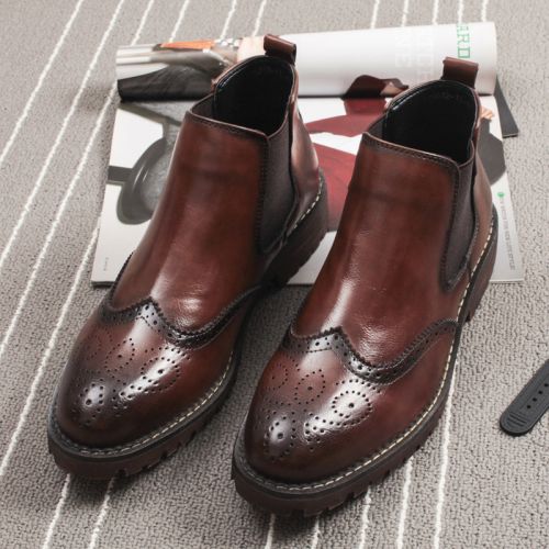 Boots - chaussures en plancher de cuir, En plus de de vache, ronde pour printemps - Angleterre - semelle TPR - 