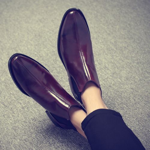Boots - chaussures en Microfiber pointu pour hiver - Angleterre - semelle caoutchouc - Ref 957073