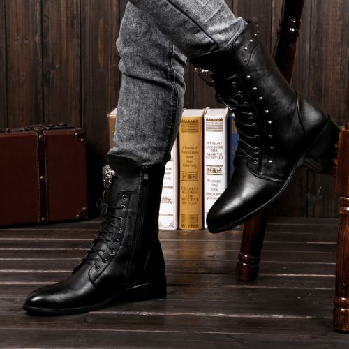 Boots - chaussures en plancher de cuir, En plus de de vache, MINGPINSTYLE pointu pour printemps - Angleterre - semelle c