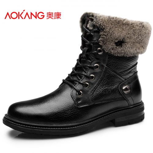 Boots - chaussures en cuir AOKANG ronde pour hiver - Europe - semelle caoutchouc - Ref 957161