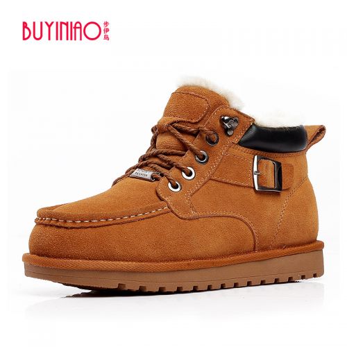 Boots - chaussures en de vache ronde pour hiver - loisir - semelle plastique - Ref 957174