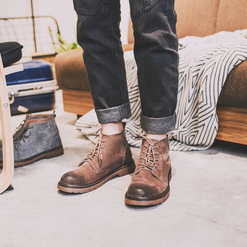 Boots - chaussures dont première couche de peau de porc ronde pour hiver - tendance des jeunes - semelle caoutchouc - Ref 95717