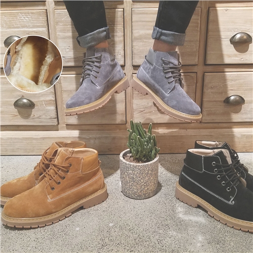 Boots - chaussures en chamois ronde pour hiver - tendance des jeunes - semelle caoutchouc - Ref 957188