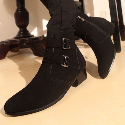 Boots - chaussures en PU pointu pour hiver - Angleterre - semelle caoutchouc - Ref 957192