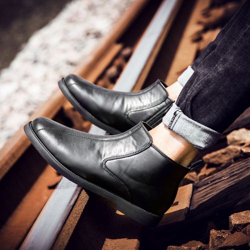 Boots - chaussures en PU ZUSMAN ronde pour hiver - Angleterre - semelle caoutchouc - Ref 957276