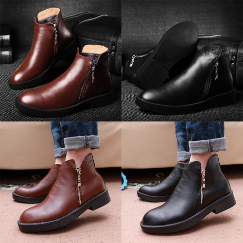 Boots - chaussures en plancher de cuir, En plus de de vache, ZUSMAN pointu pour hiver - loisir - semelle caoutchouc - Re